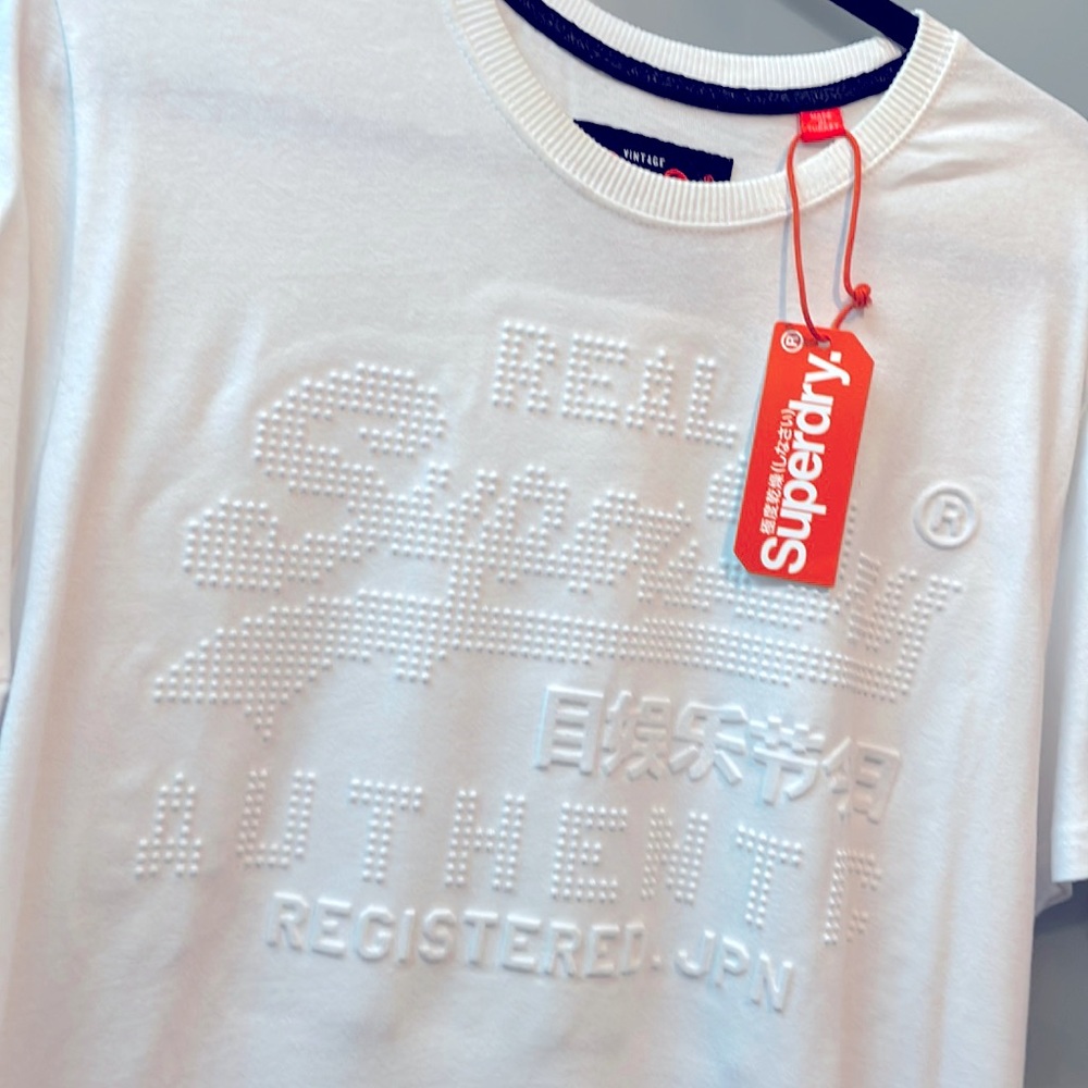 Superdry optic white braille tshirt XL